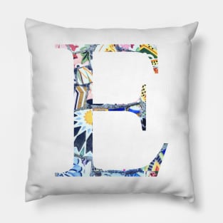 Barcelona Gaudi Mosaic Letter E Epsilon Sorority Letter Pillow