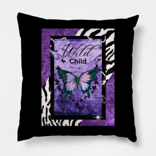 Wild Child purple butterfly zebra print by Renee Pillow