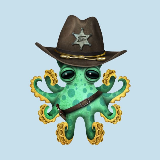 Cute Green Baby Octopus Sheriff by jeffbartels