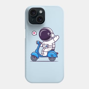 Cute Astronaut Waving Hand On Scooter Cartoon Phone Case