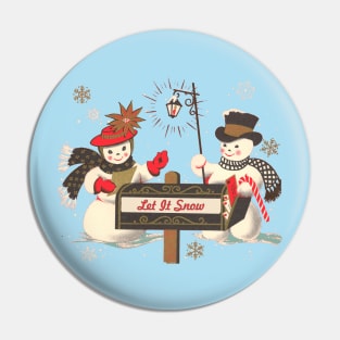 1980s Old fashion Christmas Winter Let it snow cute Snowman Pin