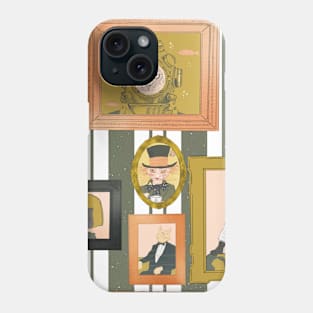 Cats Frames on a stripes Wallpaper Phone Case