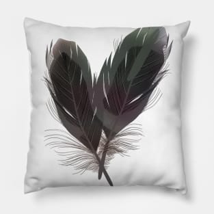 realistic heart feather black and white Pillow