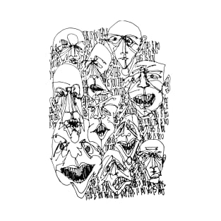 Multiple faces #6 - Psychedelic Ink Drawing with Art Style T-Shirt