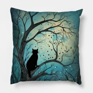 Black Cat Full Moon Magic Pillow