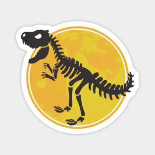 Dino Dinosaur T-Rex Skeleton Black in Front of Moon Magnet