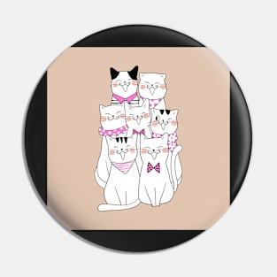 Happy Singing Cat Family Pin