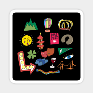 Travelling around the world stickers Magnet