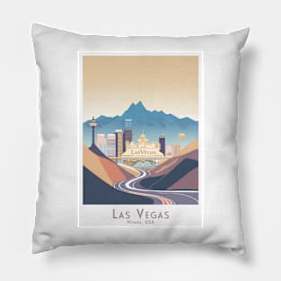 Vintage Las Vegas Travel Poster Pillow