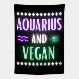 Aquarius and Vegan Retro Style Neon Tapestry