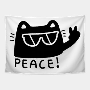 Cool peace cat with sunglasses Tapestry