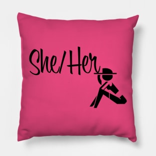 She/her with figure Pillow