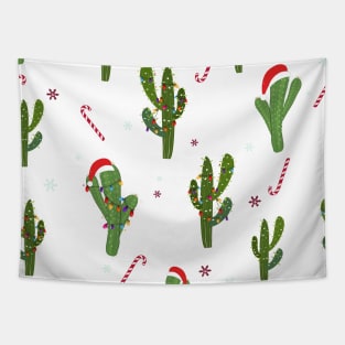 Cactus with succulents christmas tree pattern Tapestry