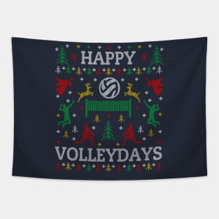 Funny Happy Volleydays Volleyball Ugly Christmas Sweater Party Tapestry