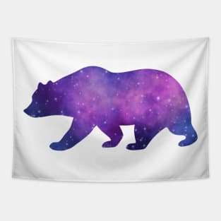 Grizzly Bear Spirit Animal Galaxy Silhouette with Stars Tapestry