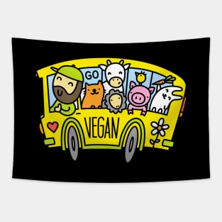 Go Vegan bus Tapestry