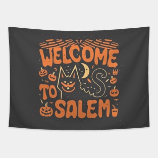 Welcome to Salem Halloween Cat Souvenir Tapestry