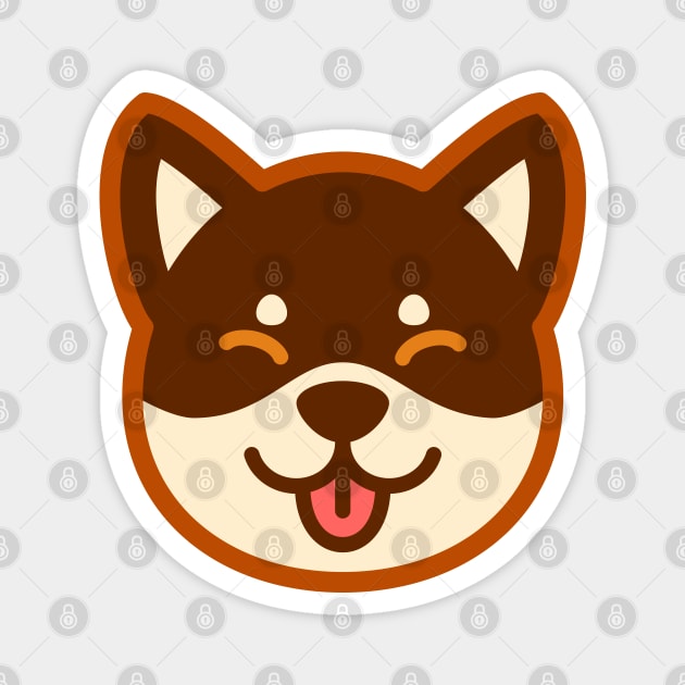 Brown Shiba: Eyes closed tongue Magnet by Red Wolf