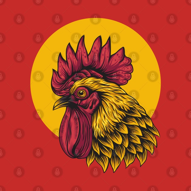 Rooster Yellow Circle by Mako Design 