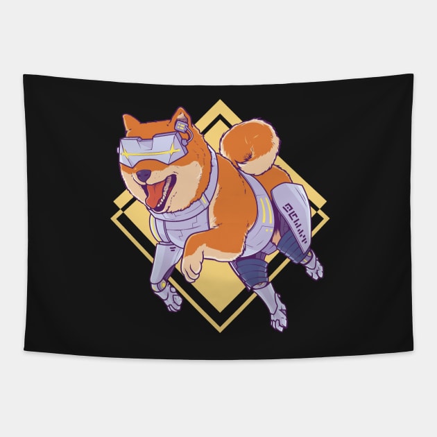 shiba, shiba dog, shiba crypto, crypto shiba, shiba cryptocurrency, robot dog, dog robot, dog army Tapestry by Shadowbyte91