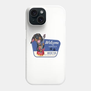 Cute Black and Tan Dachshund playing Guitar Phone Case