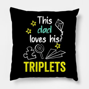 This dad loves his triplets hand drawing illustrations Pillow