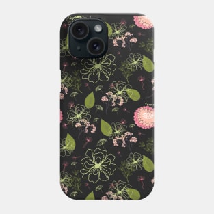 Cute, Pretty Pink and Green Flower Pattern Phone Case