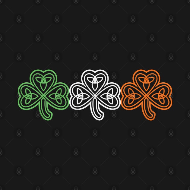 Three Celtic Knots Shamrocks With Ireland Flag Colors by Finji