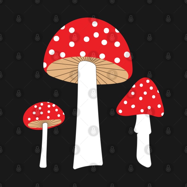 Red polka dot mushrooms by Jennifer Ladd