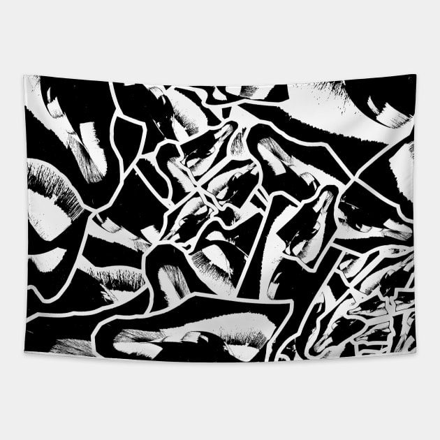 Lost in the middle of nowhere abstract art black and white Tapestry by POPPIN UP 