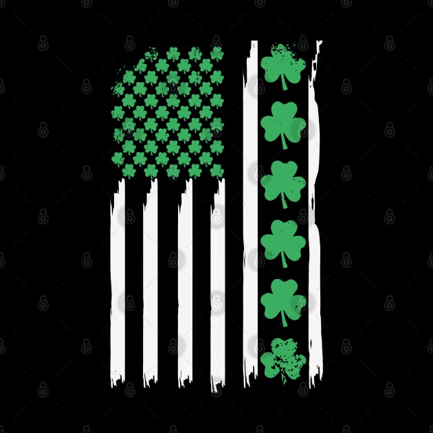 US American Flag with Shamrocks 4 St Patricks day by Shopinno Shirts