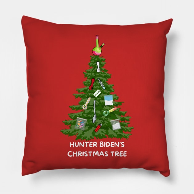 Anti Hunter Biden Christmas Tree Pillow by TeesForThee