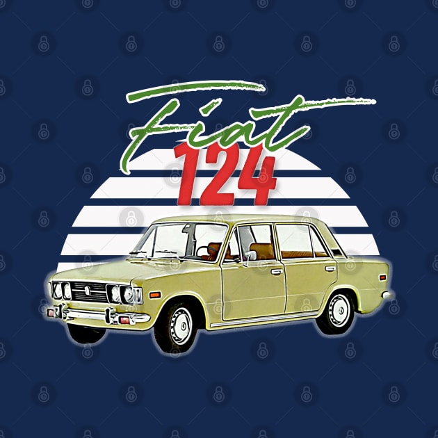 Fiat 124 / Retro Italian Car Lover Gift Design by DankFutura