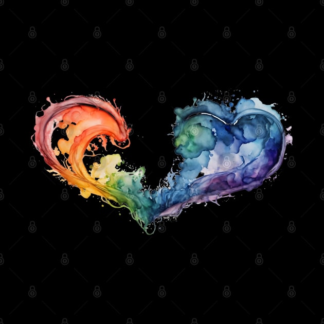 Watercolor Splatter Rainbow Hearts by Luxinda