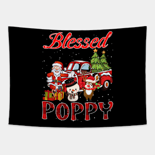 Blessed Poppy Red Plaid Christmas Tapestry
