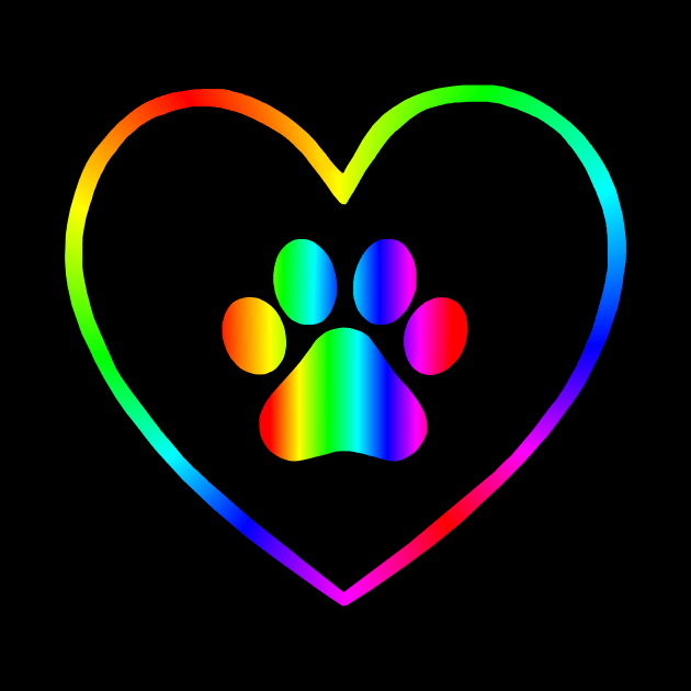 Rainbow Paw Heart by Art by Deborah Camp