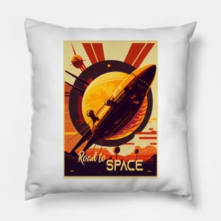 Space Adventure Vintage Travel Poster Pillow