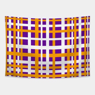 Purple & Orange Interlocking Stripes Tapestry