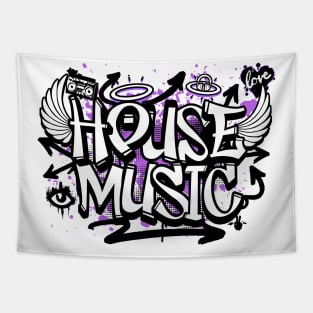 HOUSE MUSIC  - Graffiti Steez (Black/purple) Tapestry