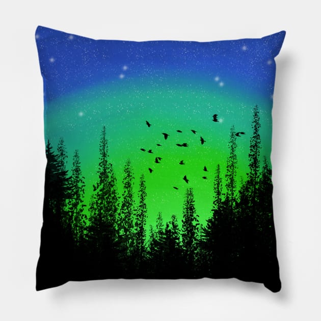 Nighttime Nature Pillow by Mira Taylor