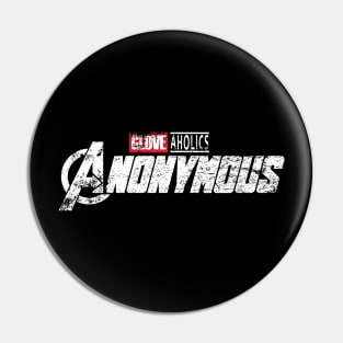 Gloveaholics Assemble (red box white text) Pin