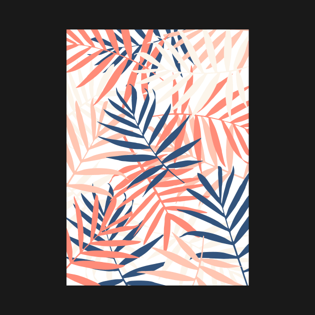 Tropical Foliage Navy and Peach by Blue-Banana