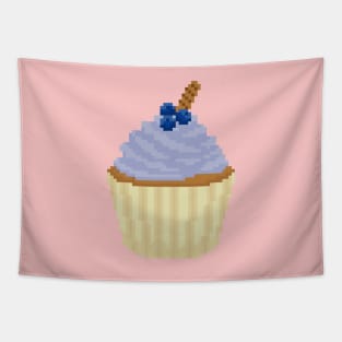 Periwinkle cupcake pixel art Tapestry