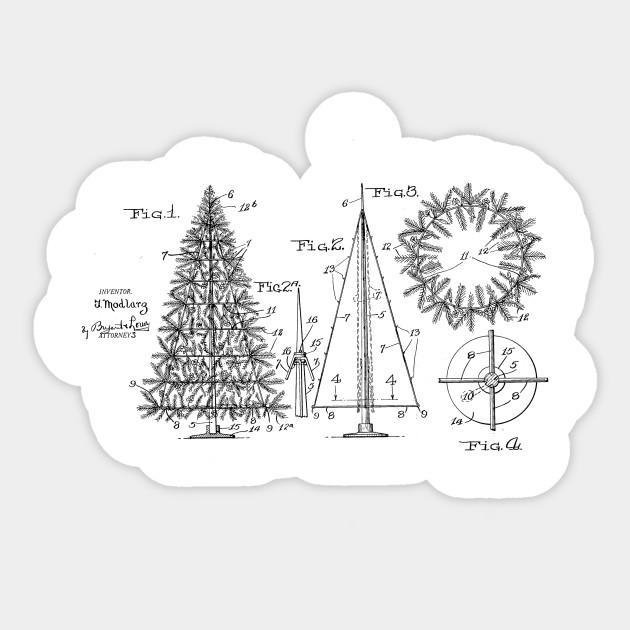 Artificial Christmas Tree Vintage Patent Hand Drawing