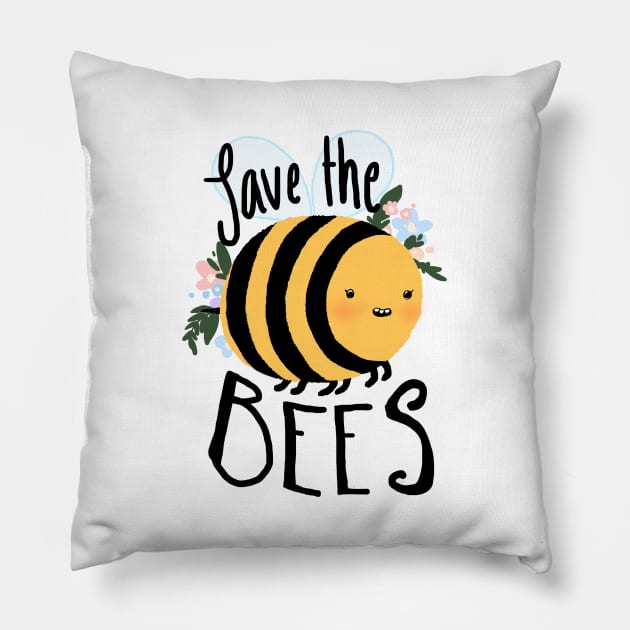 Save The Bees Pillow by Eimphee