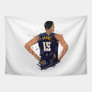 Nikola Jokic Paint Splatter Art Tapestry