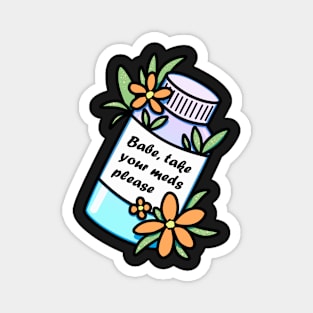 Medicine bottle with reminder and orange flowers Magnet