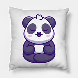 Cute baby panda meditation cartoon Pillow