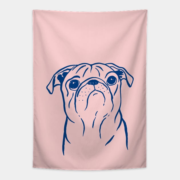 Pug (Pink and Blue) Tapestry by illucalliart