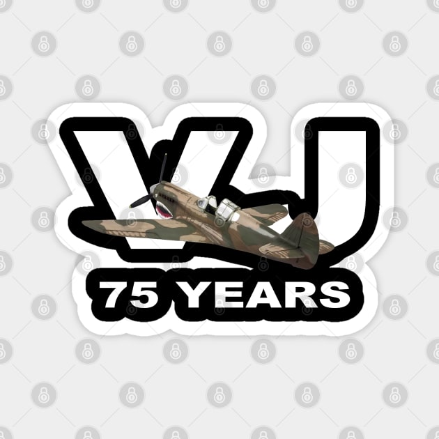 VJDay WW2 WWII Victory in Japan 75 Years Anniversary P-40 WarHawk Magnet by Dirty Custard Designs 